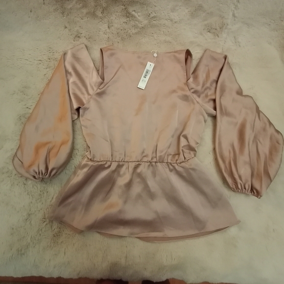 NWT Trina Turk Moonstone Silky Flowy Feminine Fairycore Castlecore Champagne Top - Picture 3 of 4
